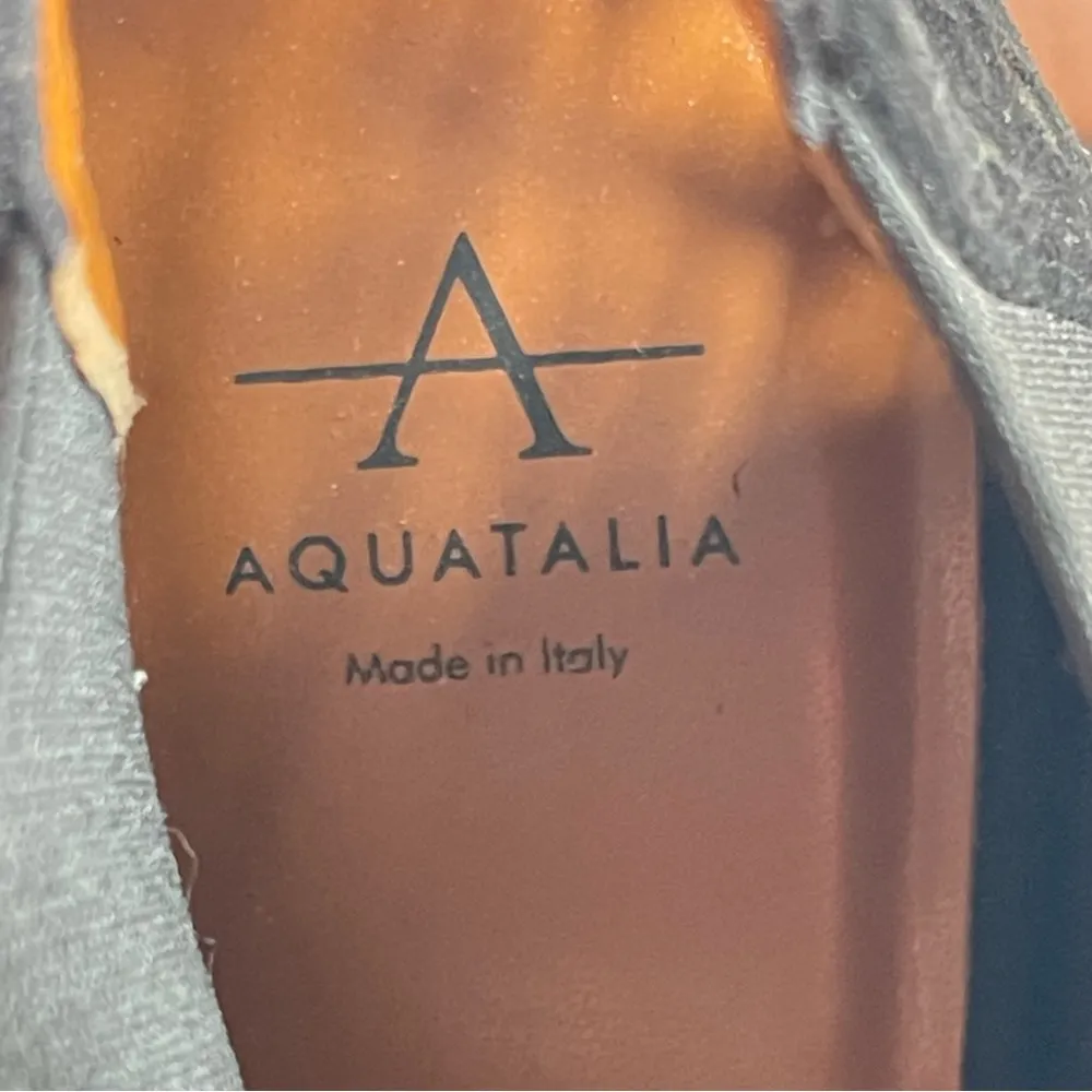 Aquatalia Shari Perforated Open Toe Suede Boots Size 10 Black Block Heel - Image 9