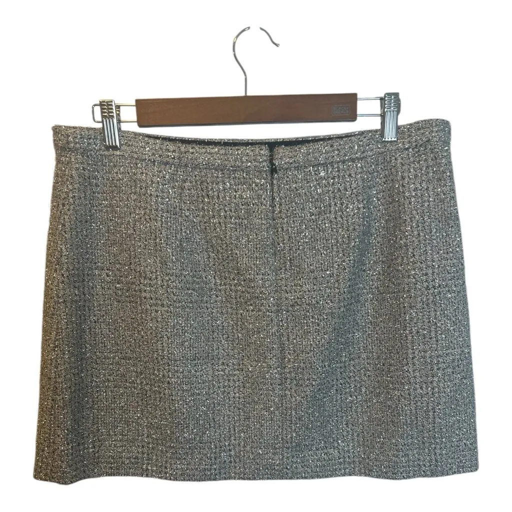 Alex Marie Samantha Tinsel Mini Skirt Size 12 Silver Metallic Zipper Sparkle - Image 3