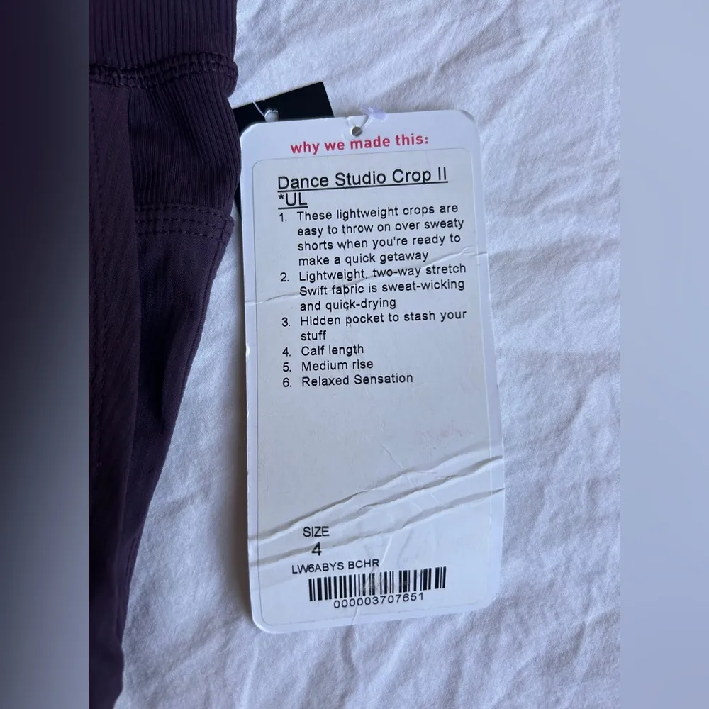 NWT  Dance Studio Crop II Black Cherry Size 4 - Image 9