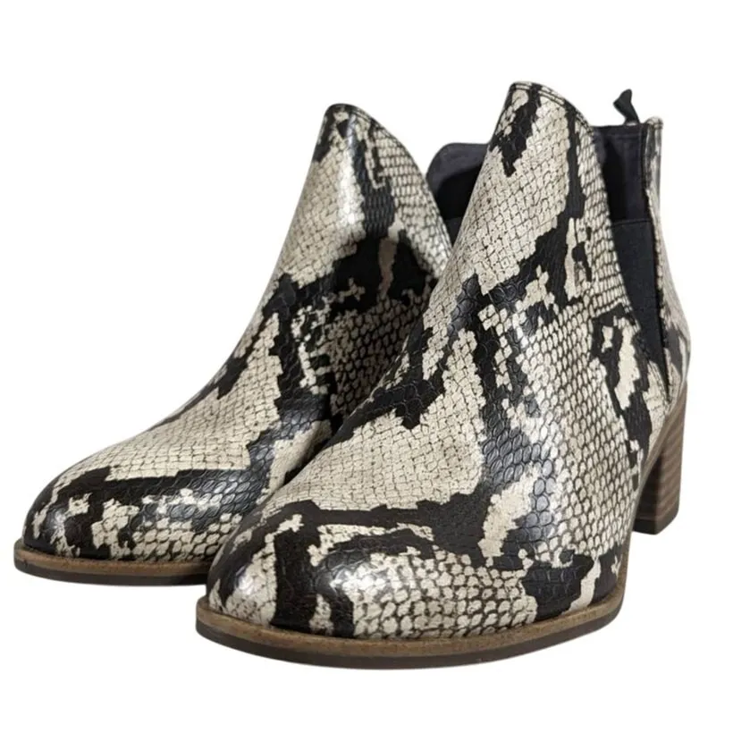 Dr Scholls Womens Snake Print Ankle Boots Block Heel Chelsea‎ Side Zip Size 6.5M Black - Image 2