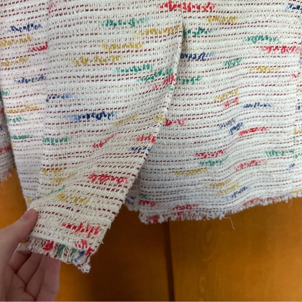 Pearl by Lela Rose Rainbow Multicolor Tweed Double Breasted Blazer Jacket 10 - Image 13