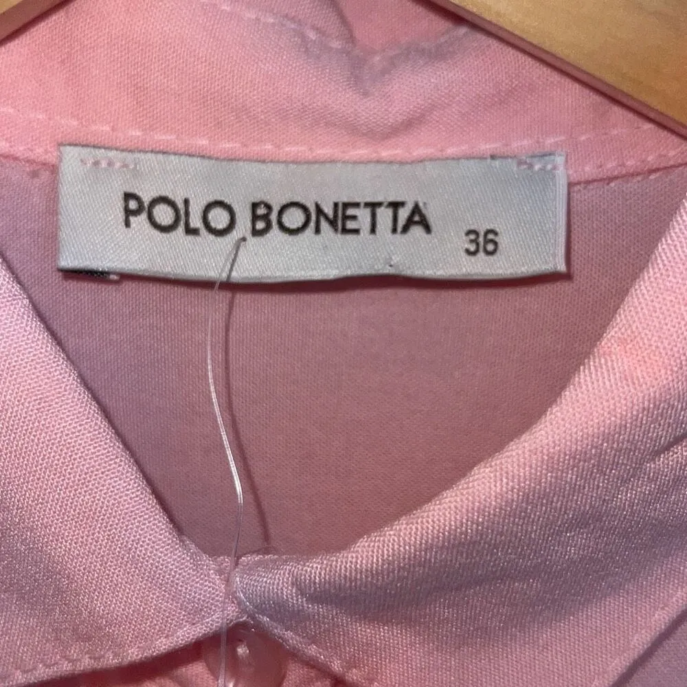 Polo Bonetta Womens Collared Long Sleeves Button Down Shirt Pink Size 36 Small N - Image 4