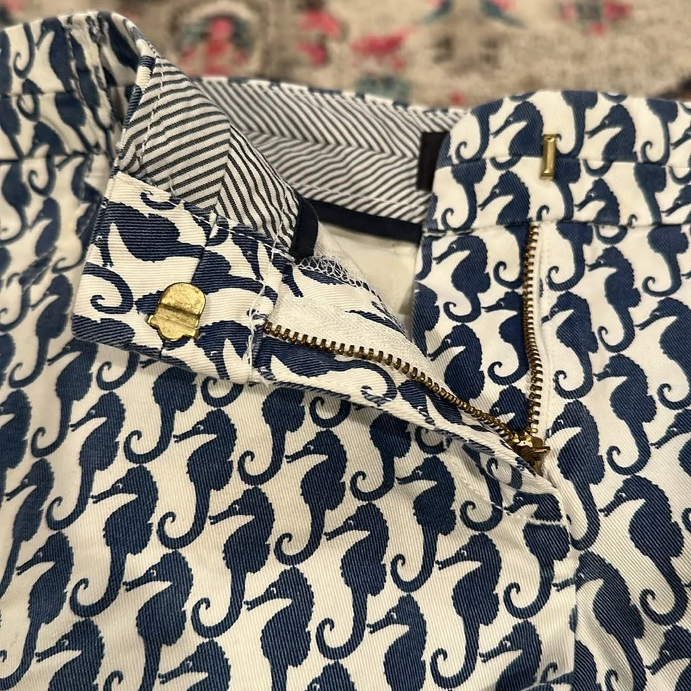JCREW SEAHORSE CHINO BLUE WHITE COTTON SHORTS 2 - Image 8