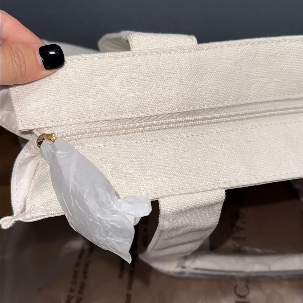 Victoria's Secret Floral Embossed Ivory Tote Bag Lavender Scarf Logo Ltd Edition - Image 11