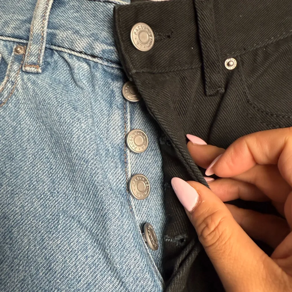 Pacsun‎ Women Size 24 New Eco Black Two-Tone High Waisted Straight Leg Jeans - Image 4