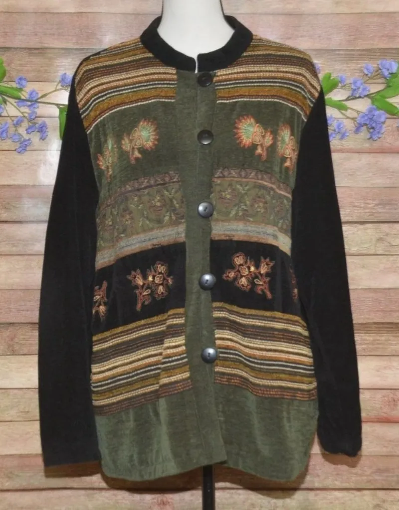 VTG White Stag Ladies Chenille Embroidered Button Up Jacket Size XL 16-18 Boho - Image 1