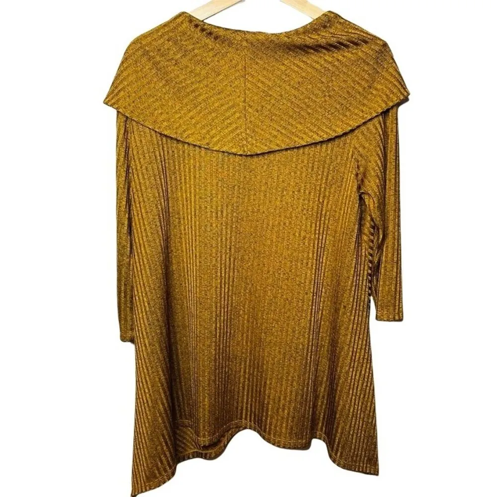 Womens Gold Relaxed Fit Sweater Cowl Neck Top Handkerchief Hem Size PL U - Image 11