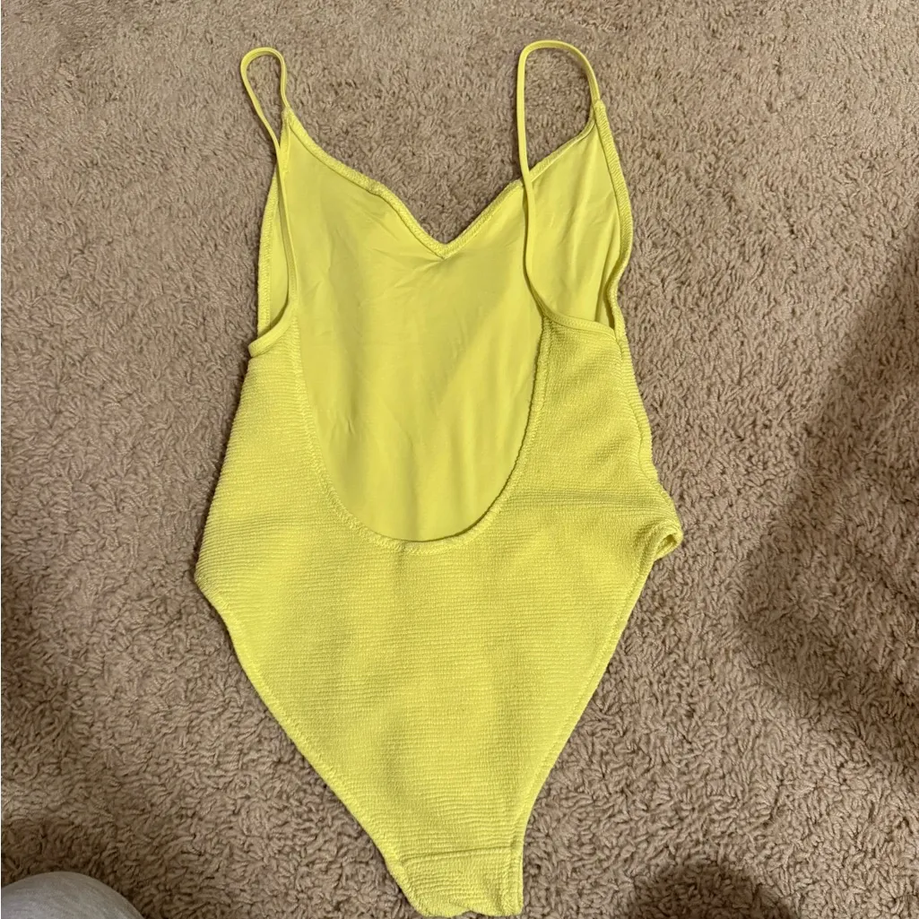 Topshop Yellow Bodysuit One Piece with V-Neck - Image 3