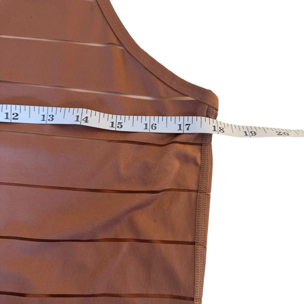 ATHLETA Stripe Mesh Tan Chi Tank Top Size Medium Workout Fitness Gym Athletic - Image 7