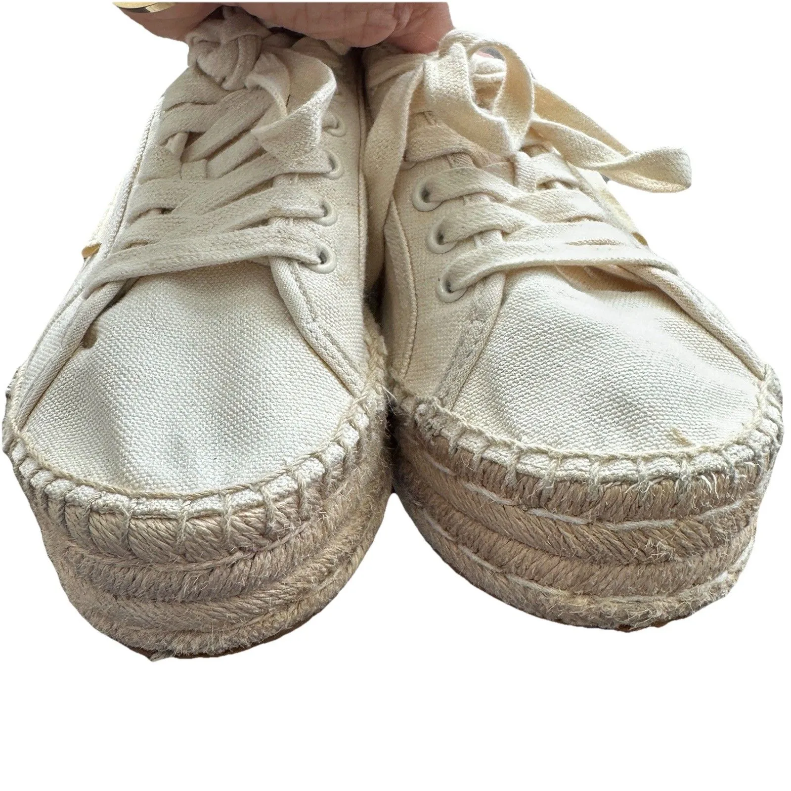 Tory Burch Women's Seaside Oxford Canvas Platform Espadrilles Vintage Cream 7.5M - Image 3