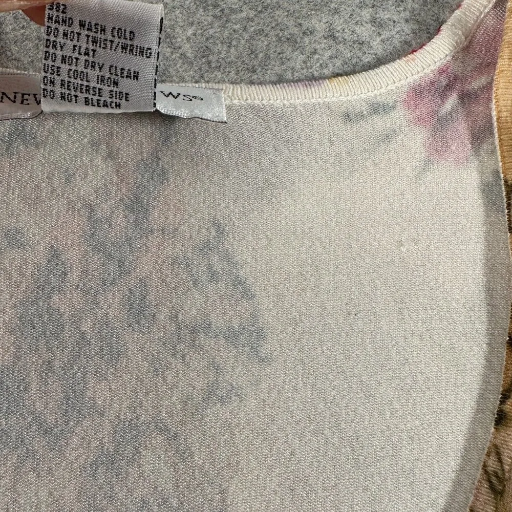 Vintage Y2K Newport News Womens Top Sweater Medium Floral Scoop Neck Sequin - Image 6