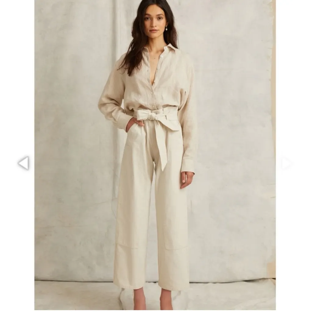 NWT Marissa Webb Bo Paper Bag Canvas Patched
Boyfriend Pant in Oat‎ Sz 8 $345 Tan - Image 10