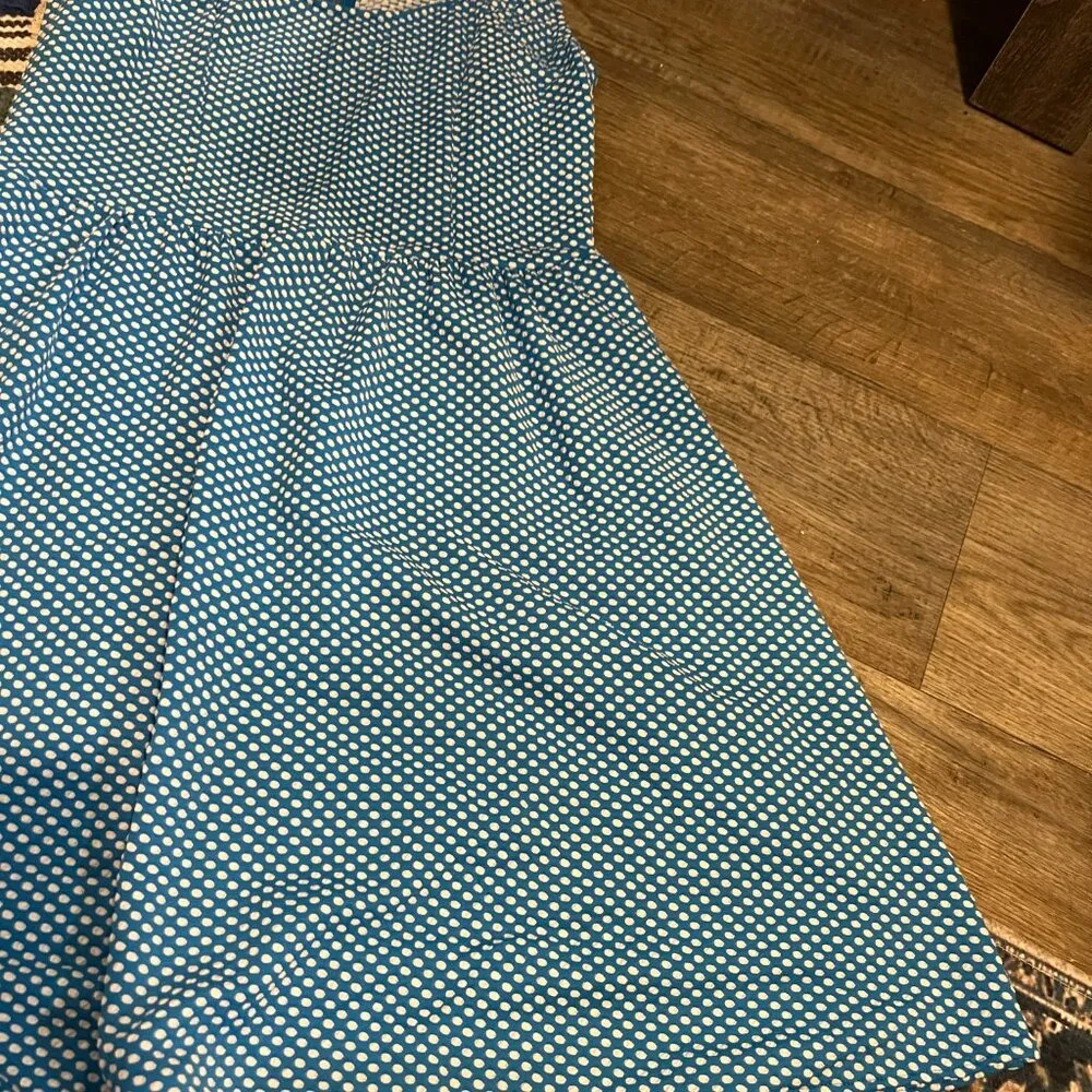 Maeve ▪ Caldera Blue Polka Dot Fit & Flare Dress L - Image 6