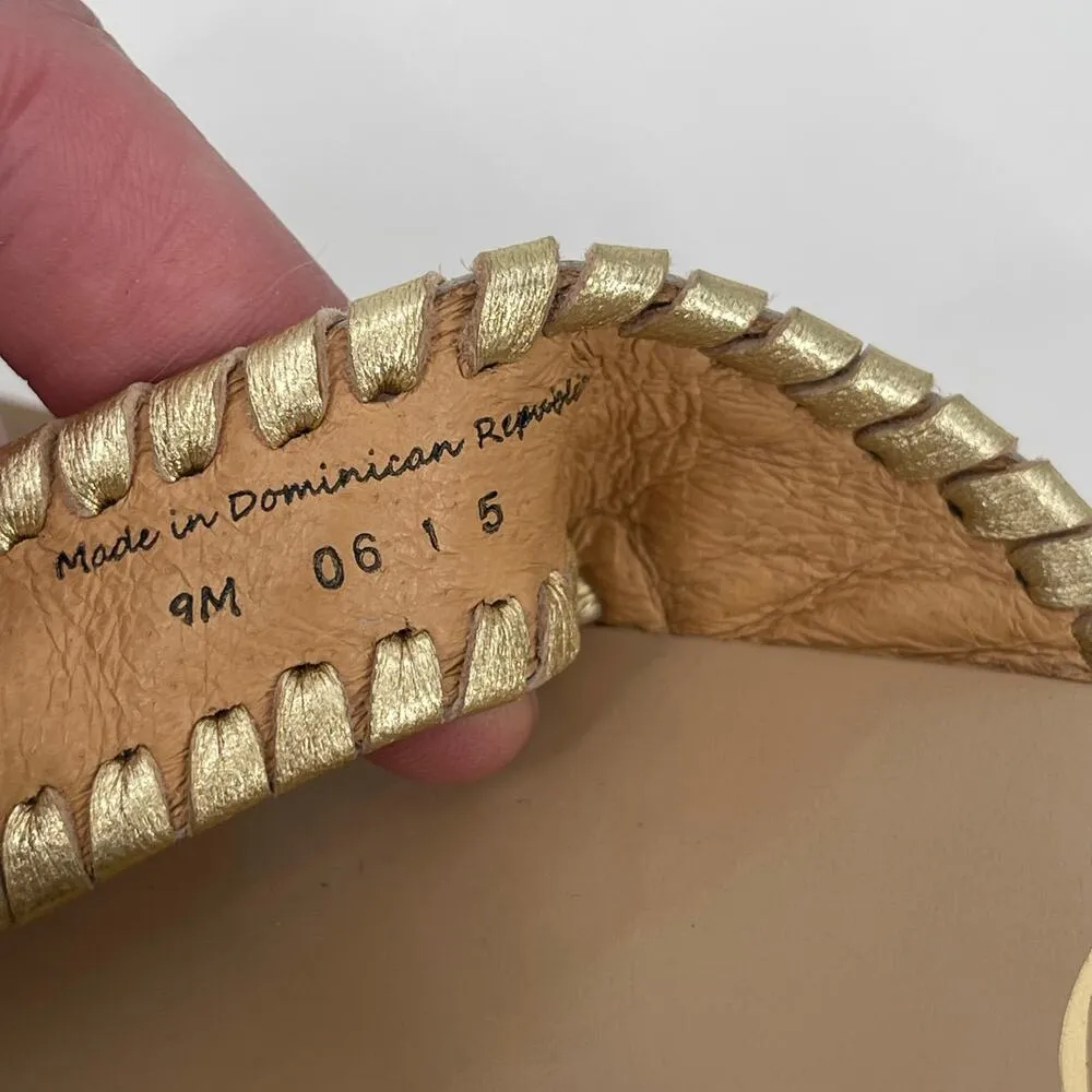 Jack Rogers Alana Sandals Size 9 Tassel Thong Slip On Leather Bone Gold Summer - Image 5