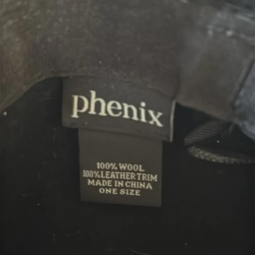 Phenix wool hat. One size. Brown leather accent. Black - Image 3