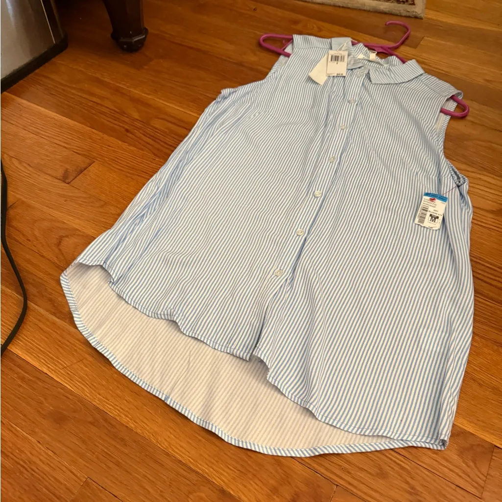 Workshop Republic Clothing Blue and White Striped Top - Image 2