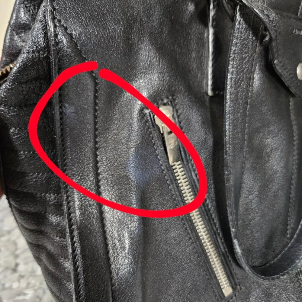 READ Alexander McQueen Leather Skull Padlock Zip Around Biker Bag Black - Image 12