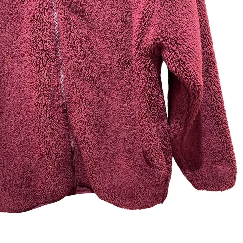 Pink Victoria’s Secret Fleece Zip Up Sweatshirt jacket Burgundy Size Small - Image 5