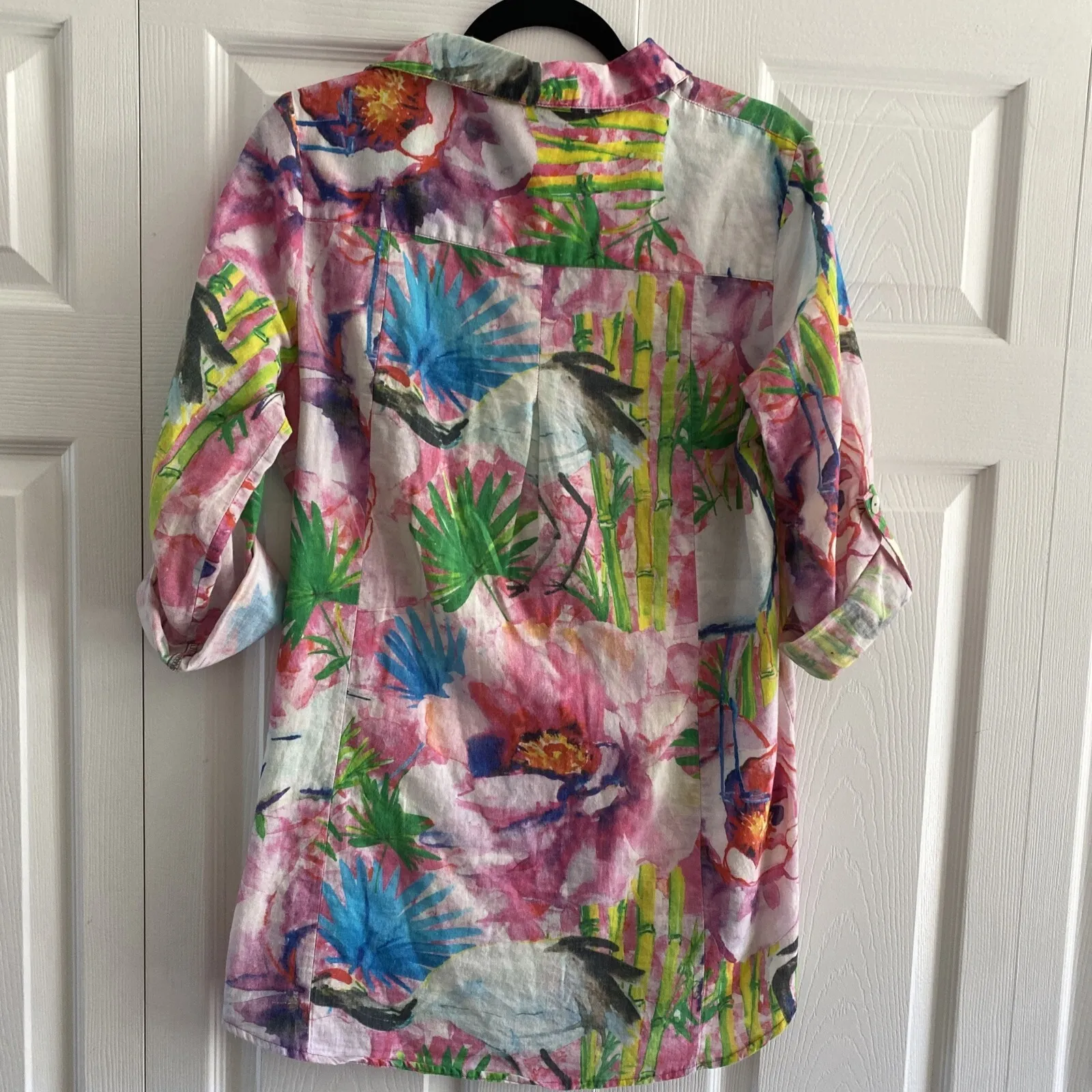 Soft Surroundings Women's Medium Colorful Button Up Casual Art to Wear Tropical - Image 8