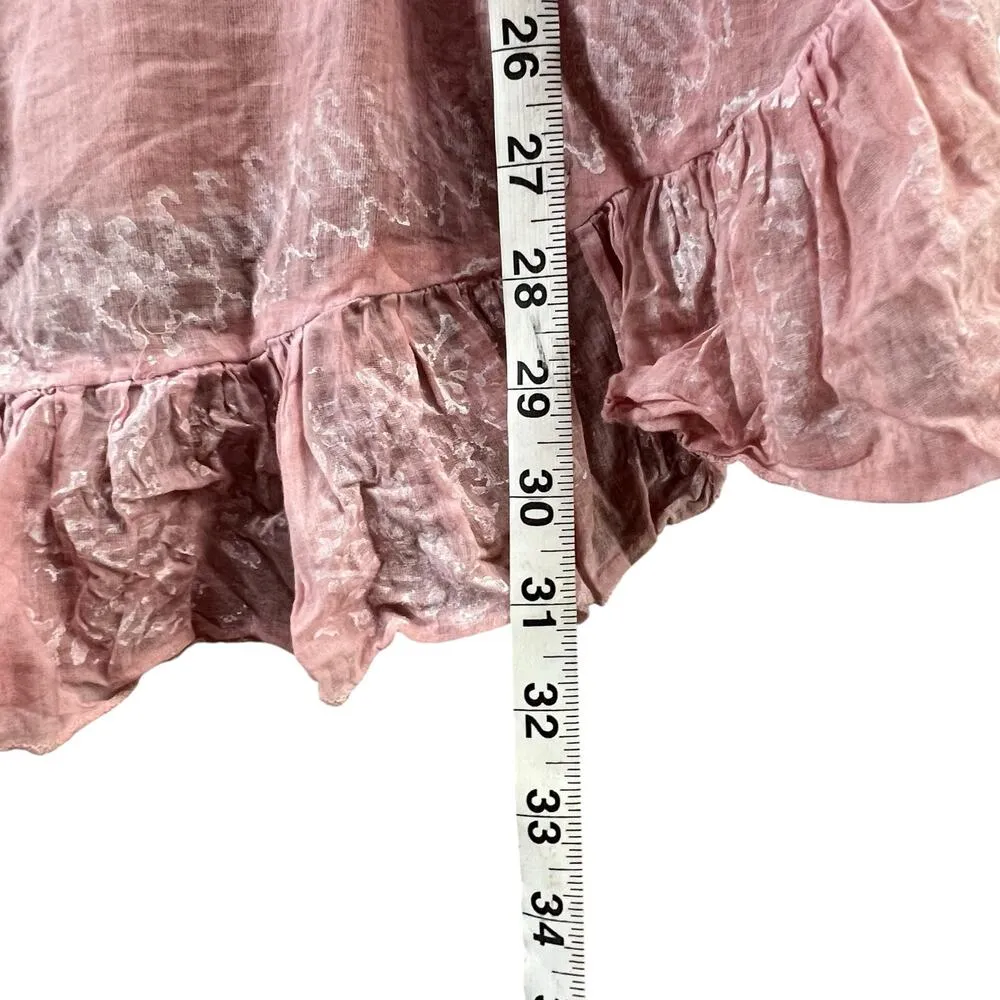 Shiraleah Romi Cover Up Top Womens OS Pink Pompom Tassel Ruffled Resort Summer Size L - Image 8