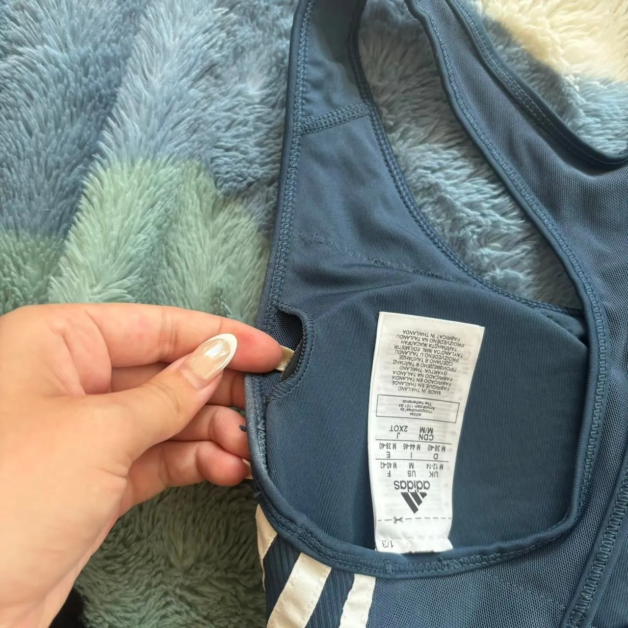 Adidas Navy and White Sports Bra - Image 3