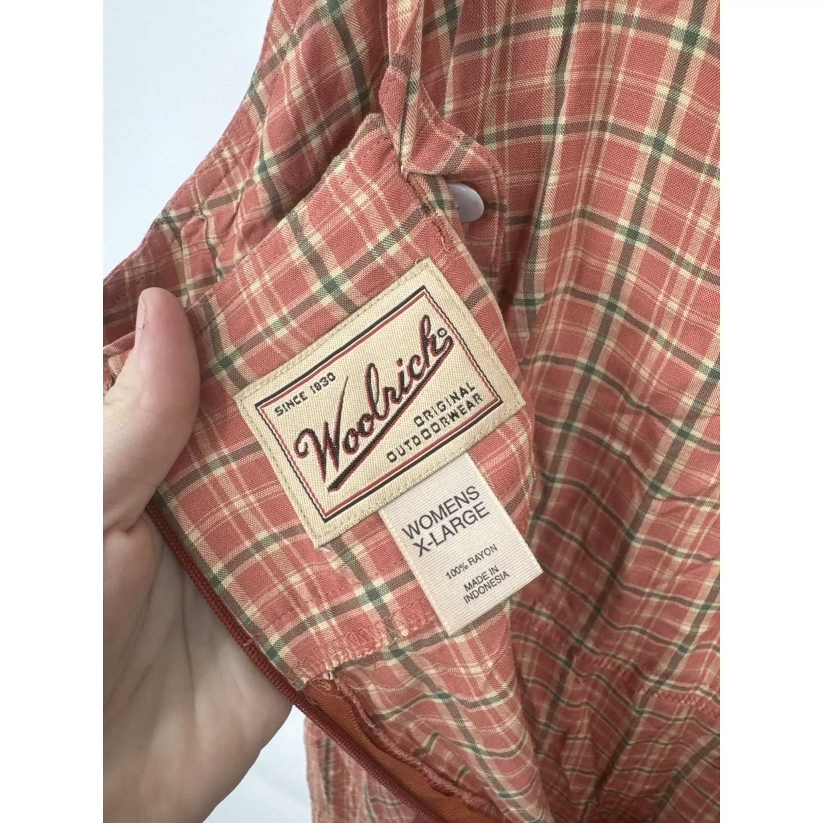 Woolrich Plaid Midi Dress Women XL Rust Western Milk Maid Farm Prairie Cottage - Image 3