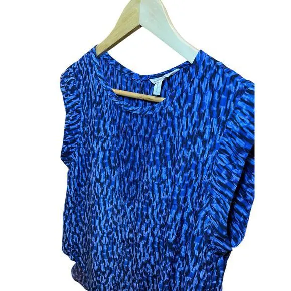 Rebecca Taylor Women Size 8 Sleeveless‎ Keyhole High Low Blue 100% Silk Blouse - Image 6