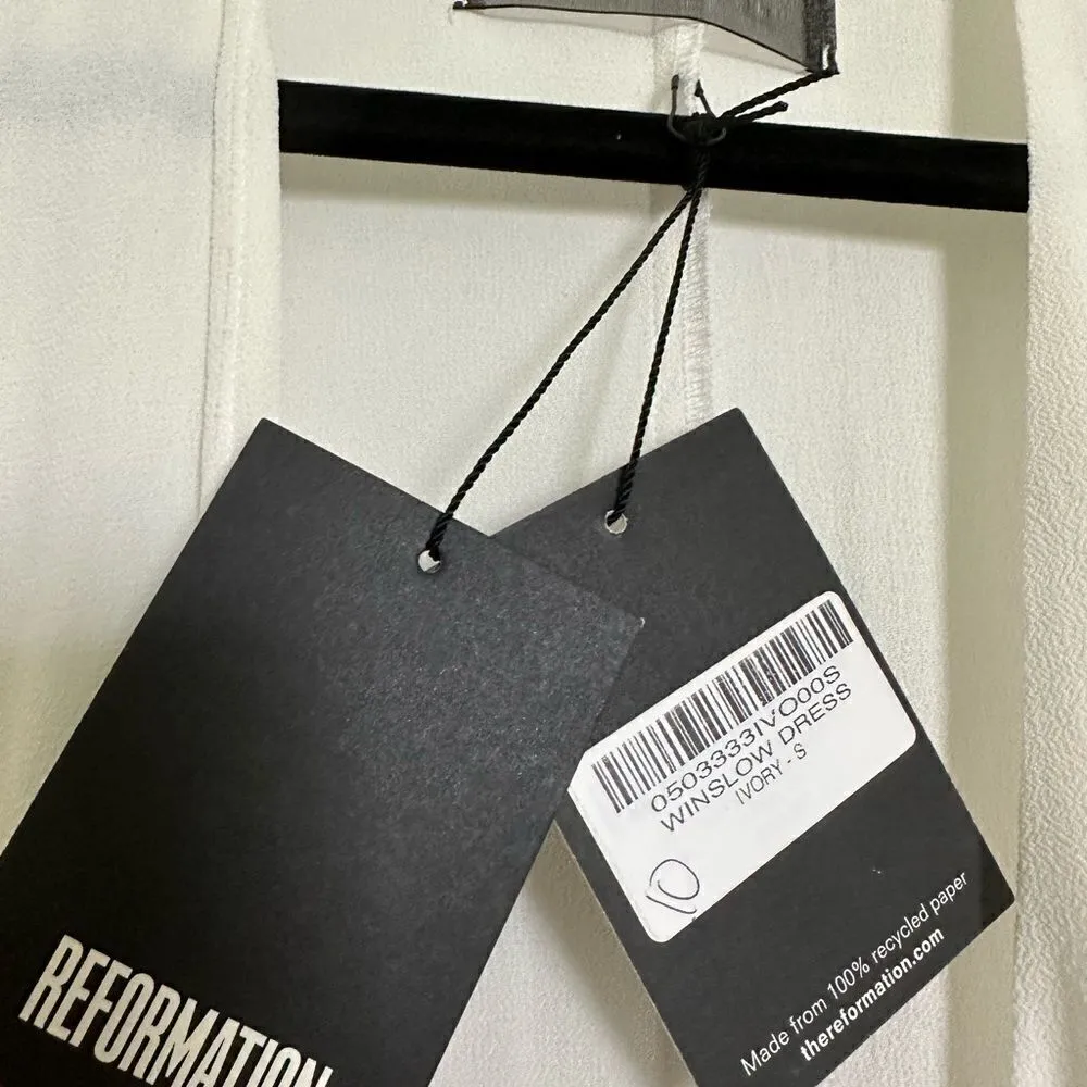 Reformation‎ Winslow Wrap Dress, Adjustable, White/Ivory, Size Small NWT - Image 9