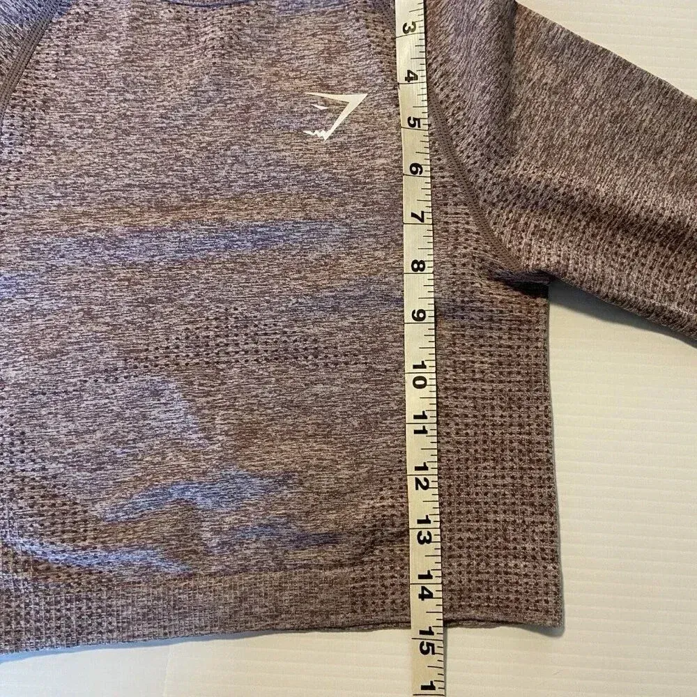 Women's‎ GymShark Vital Seamless Crop 2.0 Long Sleeve Shirt Size S/M Pink Marl - Image 10