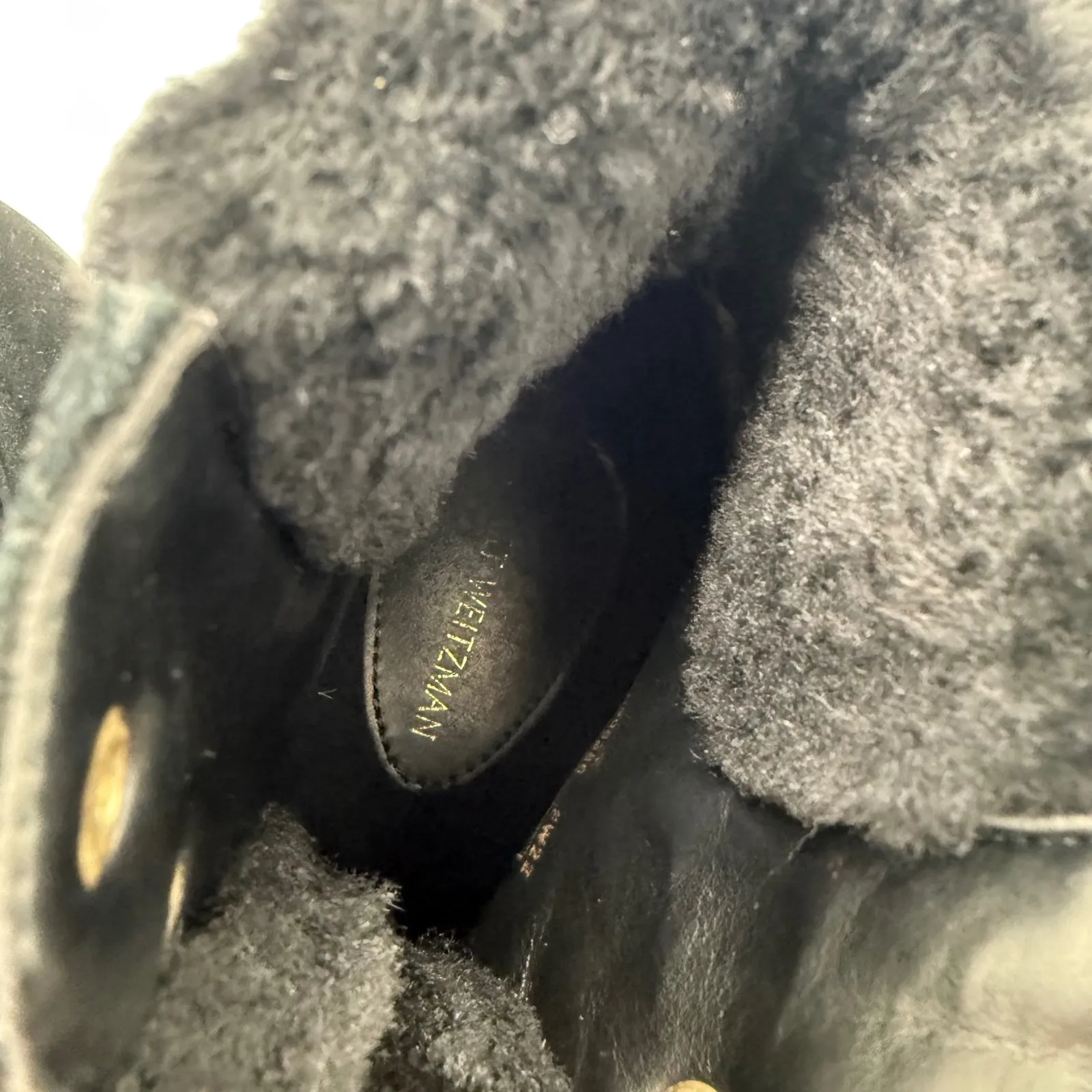 Stuart Weitzman Chalet Black Suede Faux Fur Lug Sole Combat Boots Size 7 Combat - Image 7