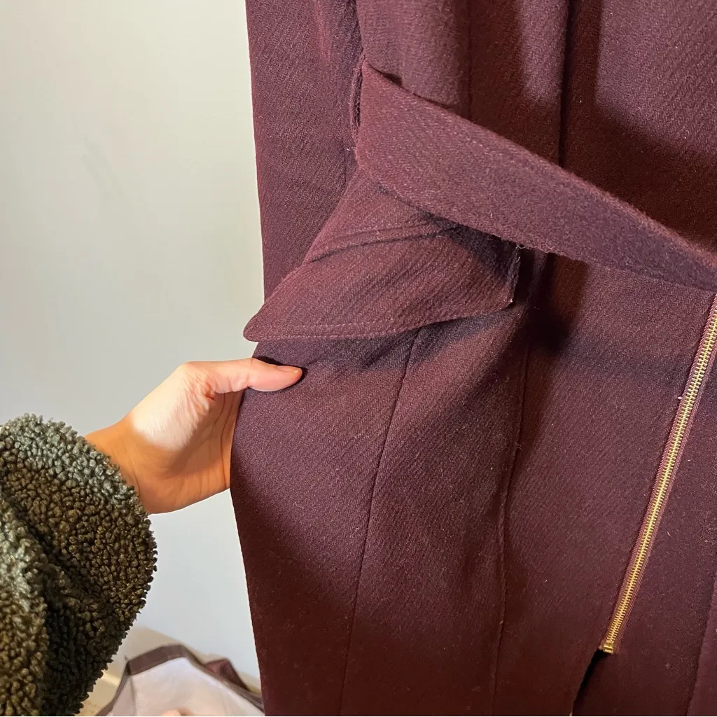 Cole Haan Maroon Wool Blend Winter Coat Women’s 8 - Image 5