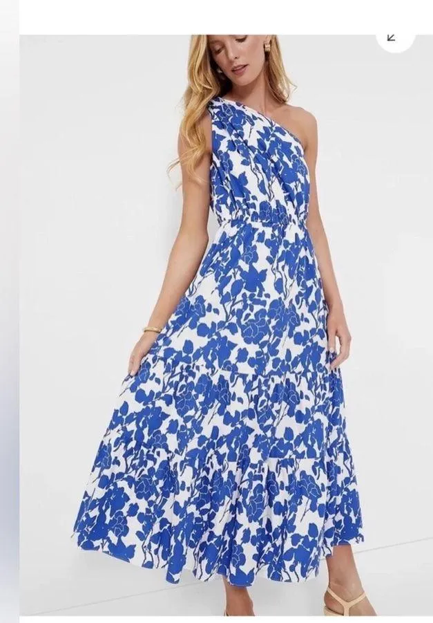 Hyacinth House Sybil Maxi Dress XXS Blue Floral One Shoulder Cotton Lined NWT - Image 14