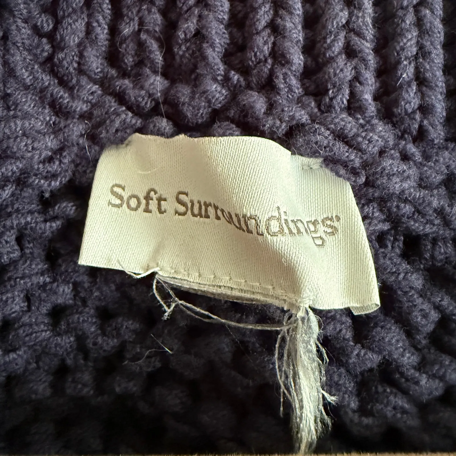 SOFT SURROUNDINGS | Navy Blue Chunky Knit Cotton Blend Tunic Sweater | XL - Image 5