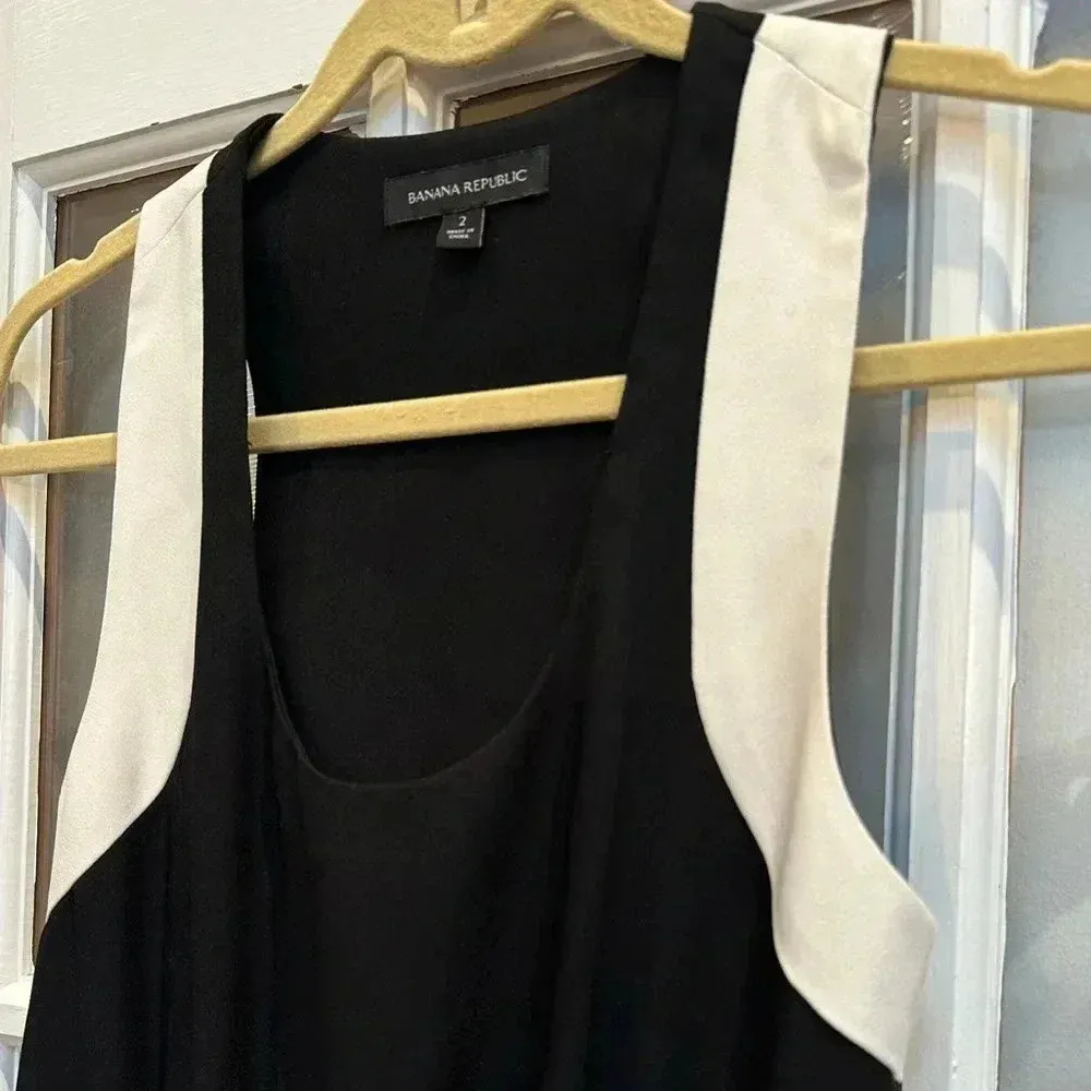 Banana Republic Black & White Color Block Razorback Cocktail Dress Size 2 XS - Image 2