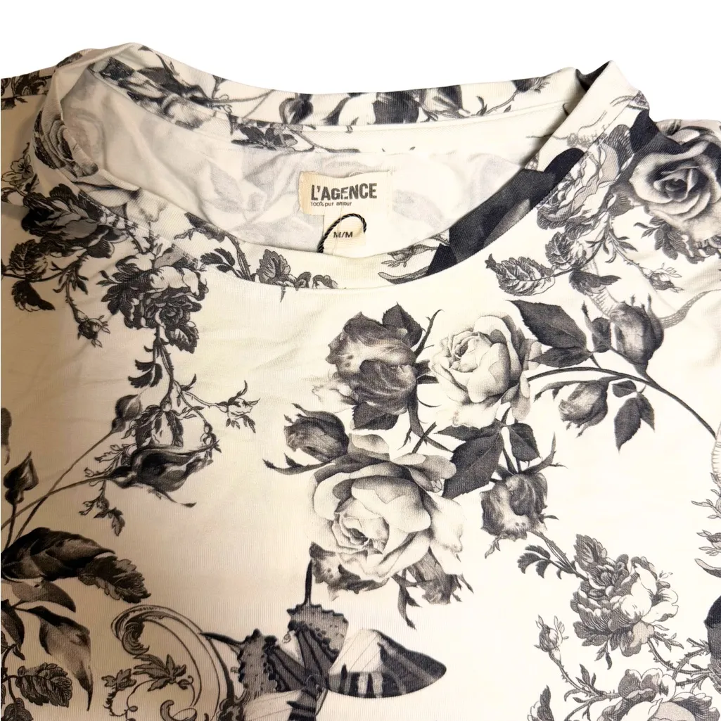 L'Agence  Monochrome Floral Short Sleeve Tee - Image 2