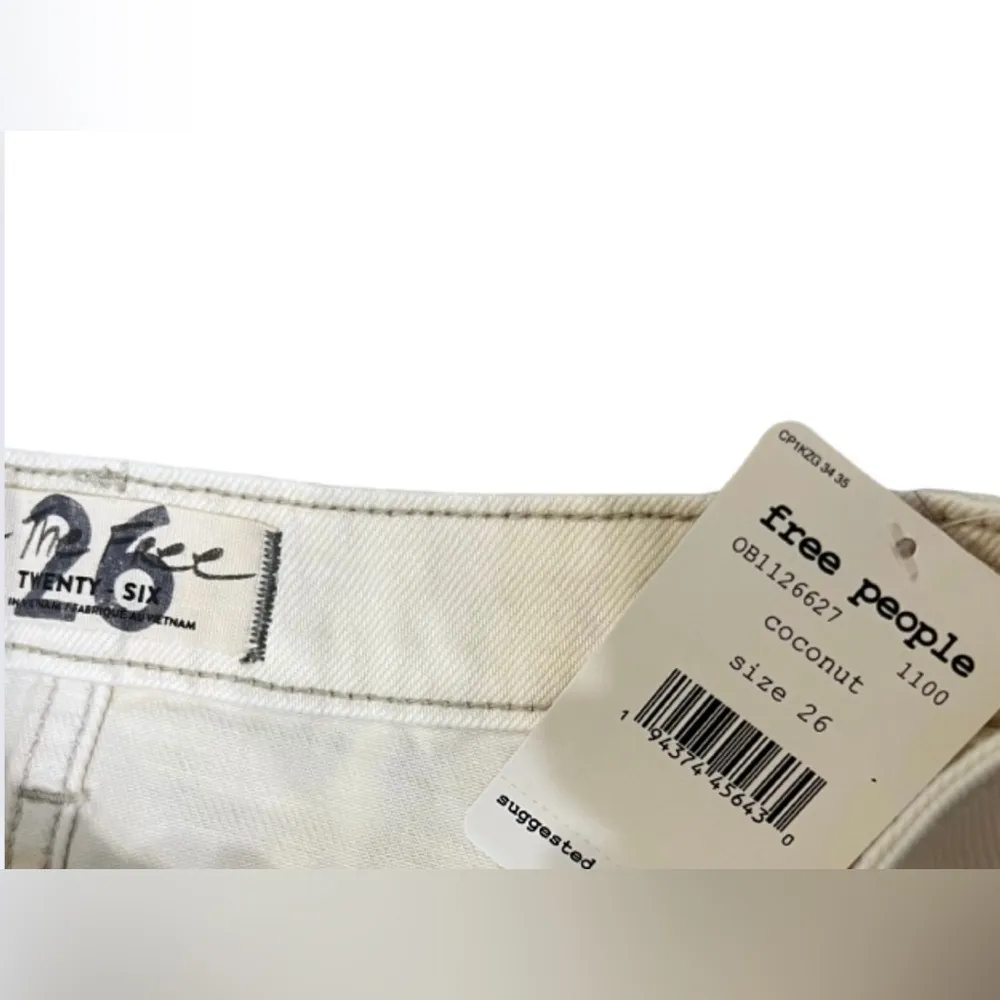 NWT Free People Bailey Denim White Raw Hem Mini Skirt Size 26 - Image 3