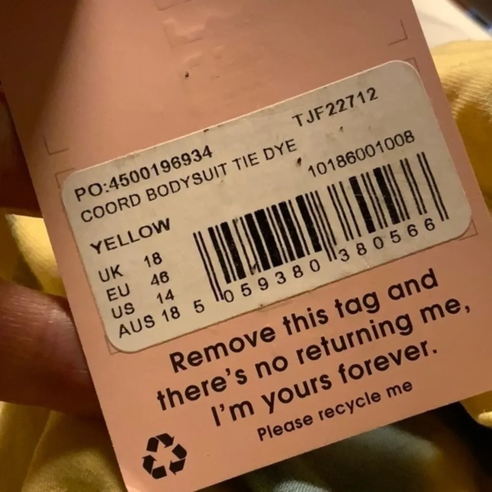 Missguided bodysuit butter yellow blue tie dye cheeky‎ thong long sleeve - Image 4