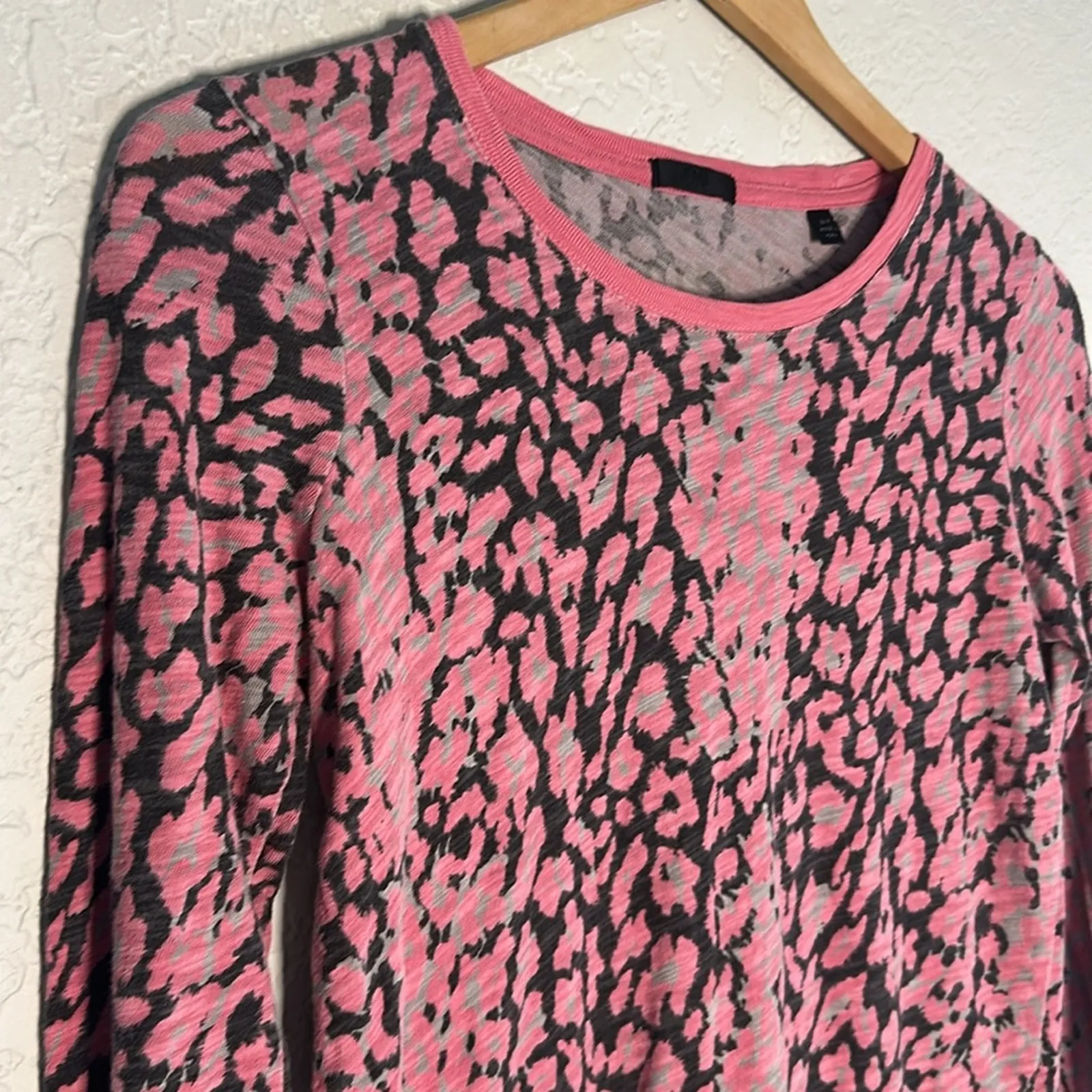 ATM Pink Leopard Slub Destroyed Tee Long Sleeve T - Image 6