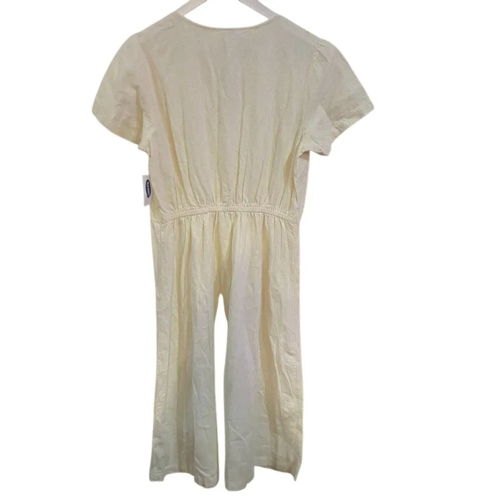 Old navy linen blend NWT long button down dress cream large - Image 8