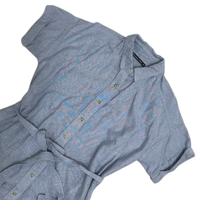 Abercrombie & Fitch Chambray Shirt Dress‎ with Belt & Pockets Short Sleeve Sz S - Image 2