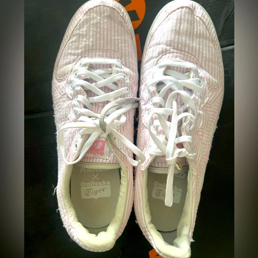 Onitsuko Tiger & Naked seersucker pink vegan kicks Rare in “ candy” Size 9.5 - Image 7