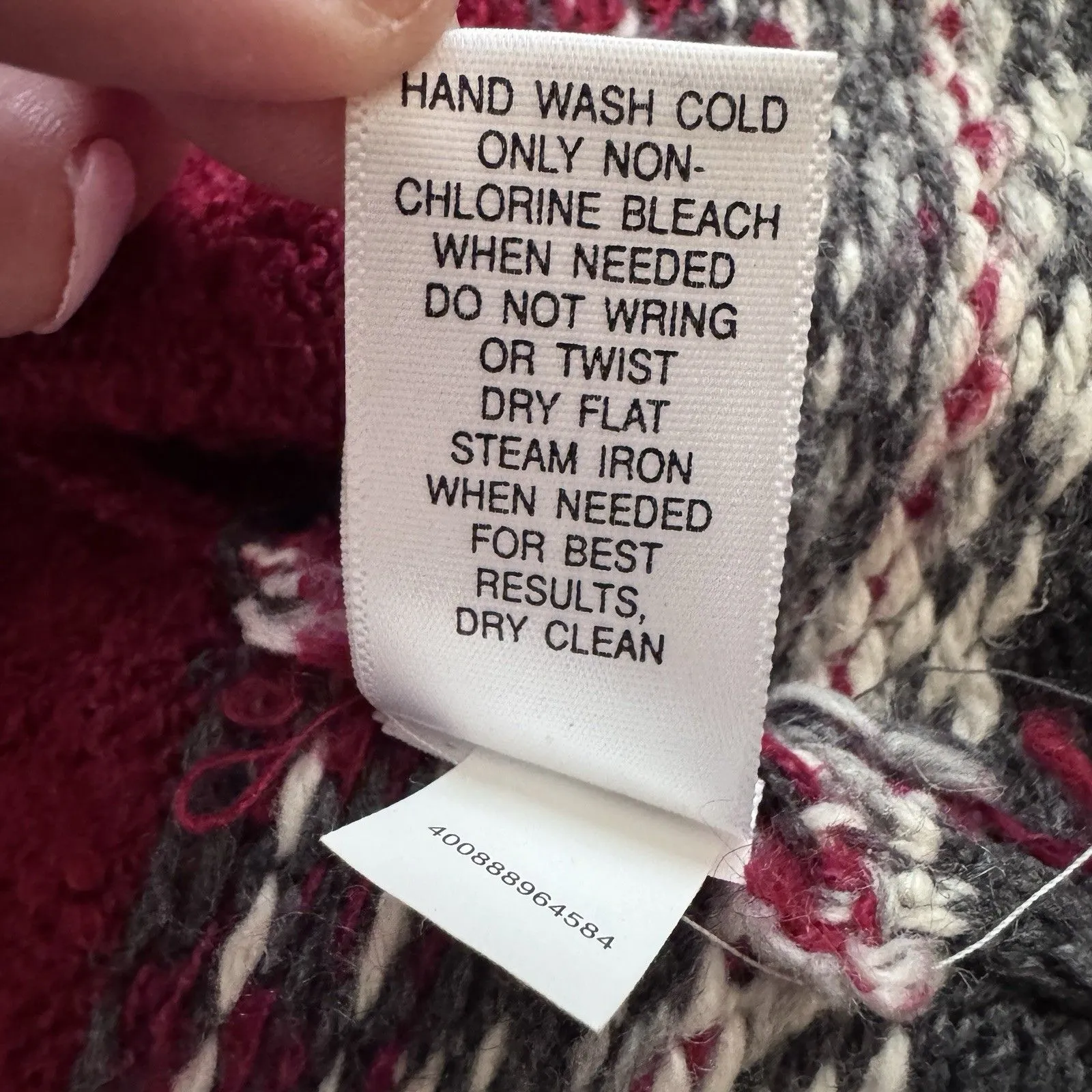 Vintage Croft & Barrow Silk  Zip Up Cardinal Sweater Embroidered Size Small Red - Image 6