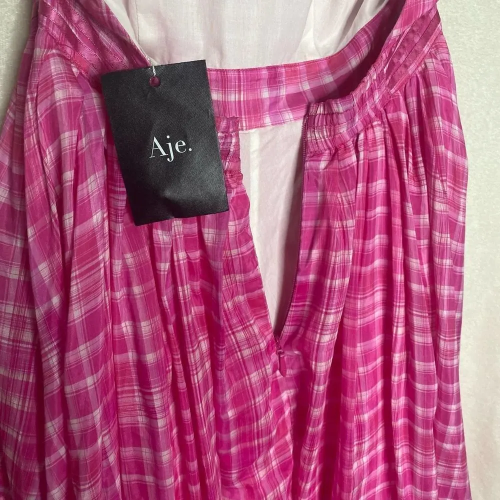 Aje Bungalow Sienna Halter Open Back Tiered Slit Maxi Dress Pink Size 8 Barbie - Image 13