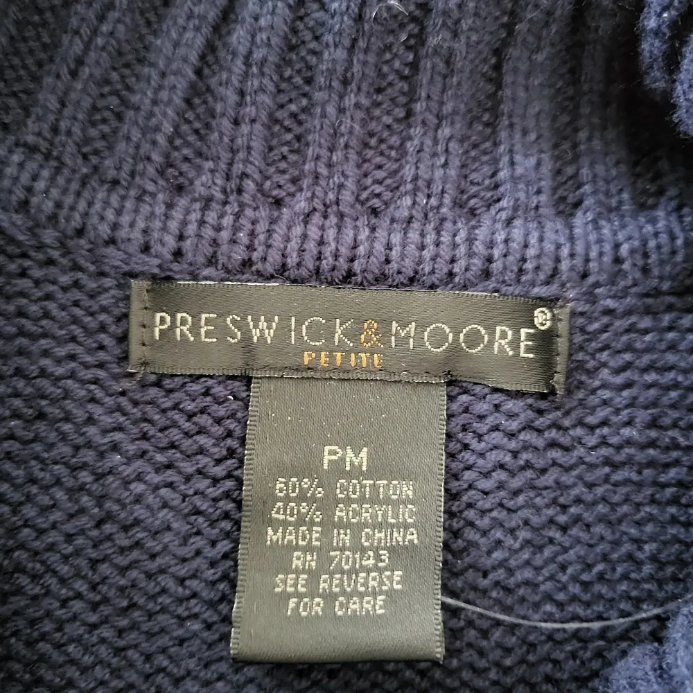 Preswick & Moore  Petite Cowl Neck Drawstring Kangaroo Pocket Sweater Navy Medium - Image 2