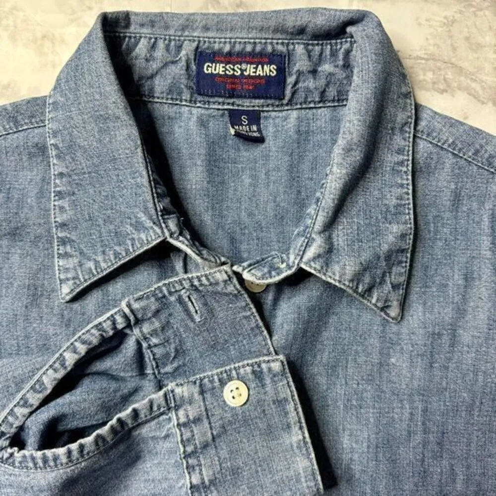 Vintage Guess Jeans Women's Denim Shirt Small‎ Made in HK Button-Down - Image 3