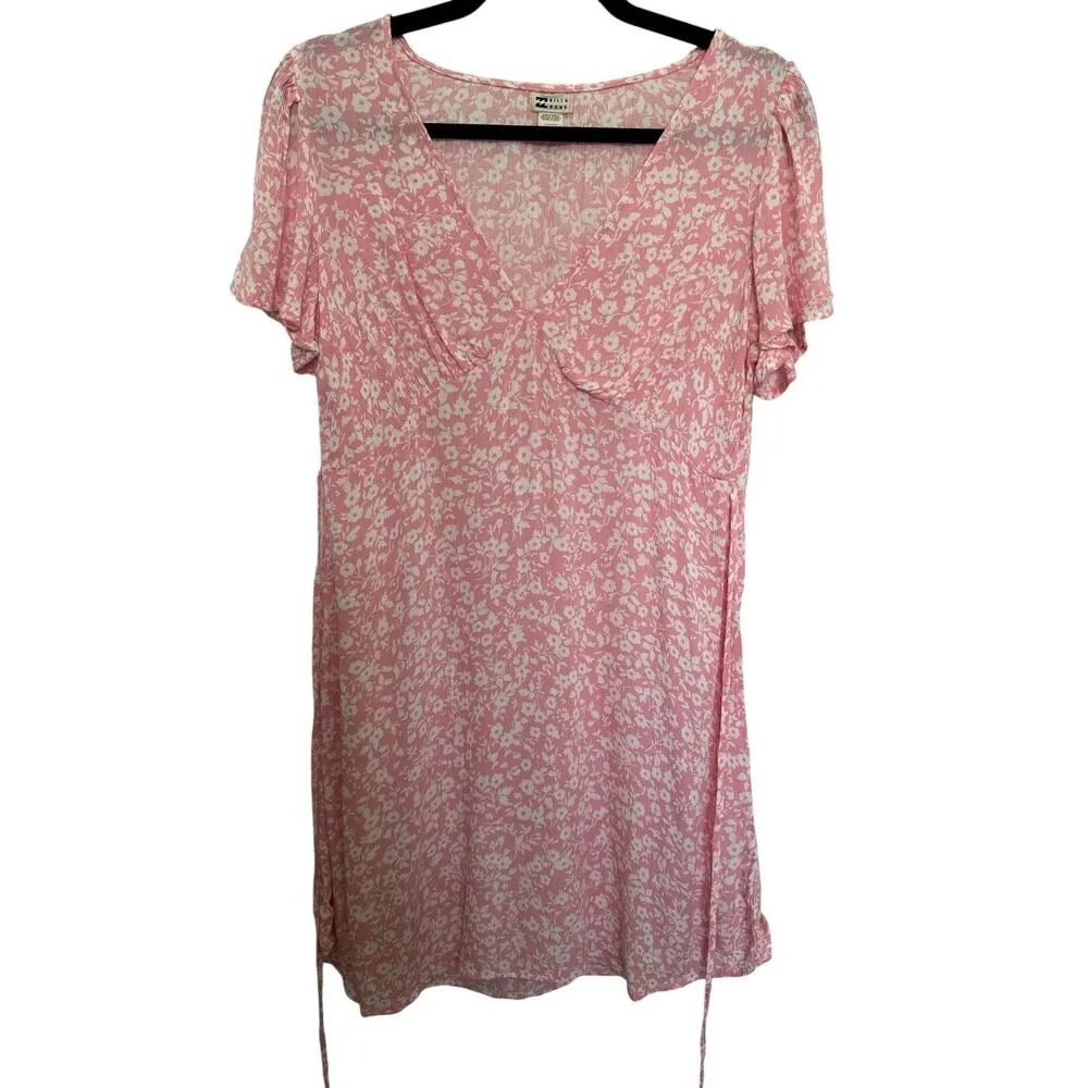 Billabong Women's Short And Sweet Pink Floral Mini Dress- Size S - Image 4