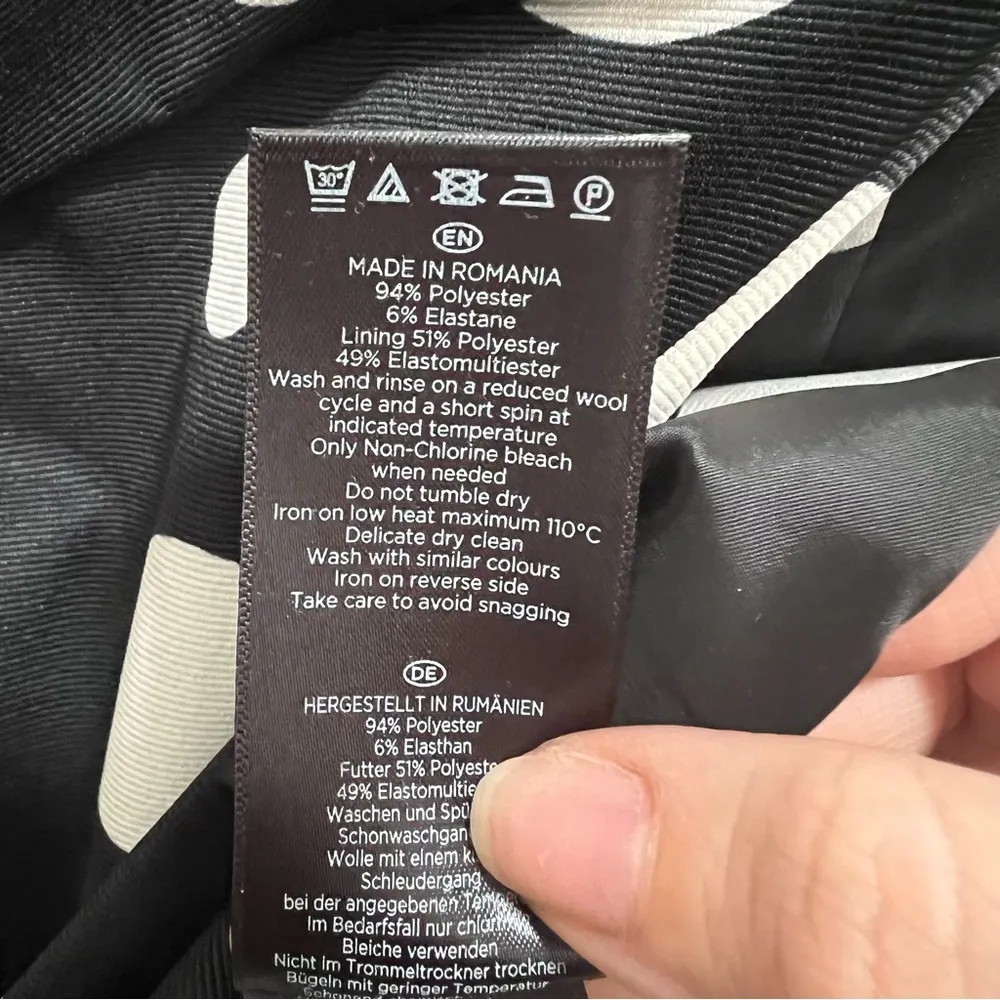 Elsa Polka Dot Faux Wrap Sheath Dress Black & Ivory - Image 12