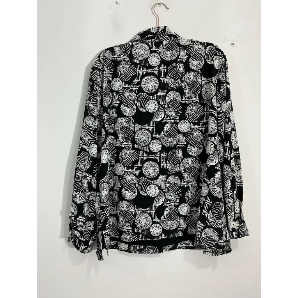 Womans Notations Clothing Co For Woman Black White Geometric 2 Piece Blouse 20w - Image 2