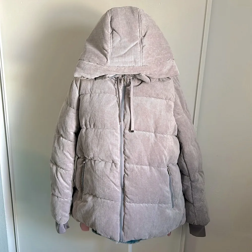 New Sam Edelman Funnel Neck Puffer Corduroy Cold Weather Coat - Image 14