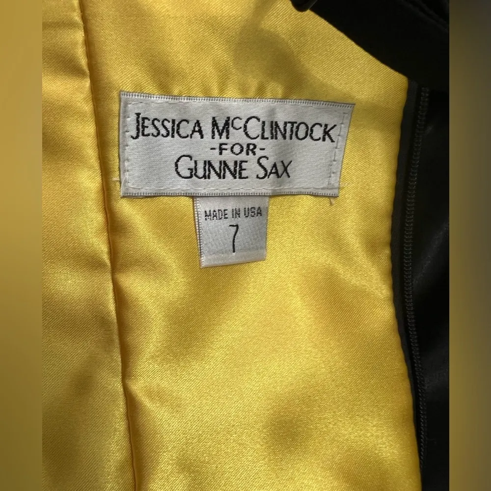 Gunne Sax x Jessica McClintock Black & Yellow Strapless Formal Dress - Size 7 - Image 6